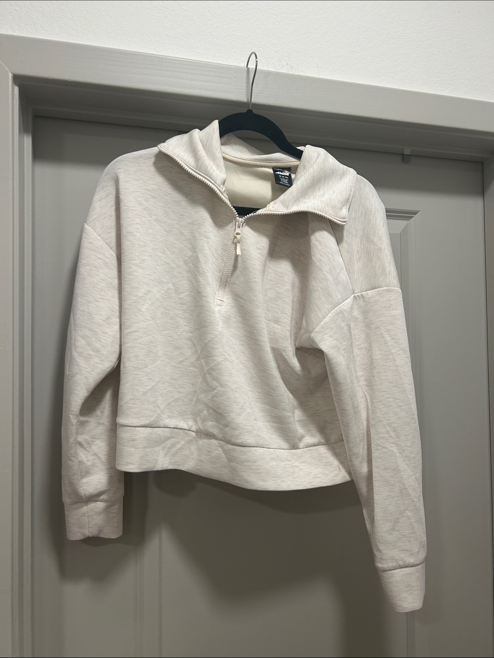 Avia Cream Half-Zip Cropped Pullover Hoodie